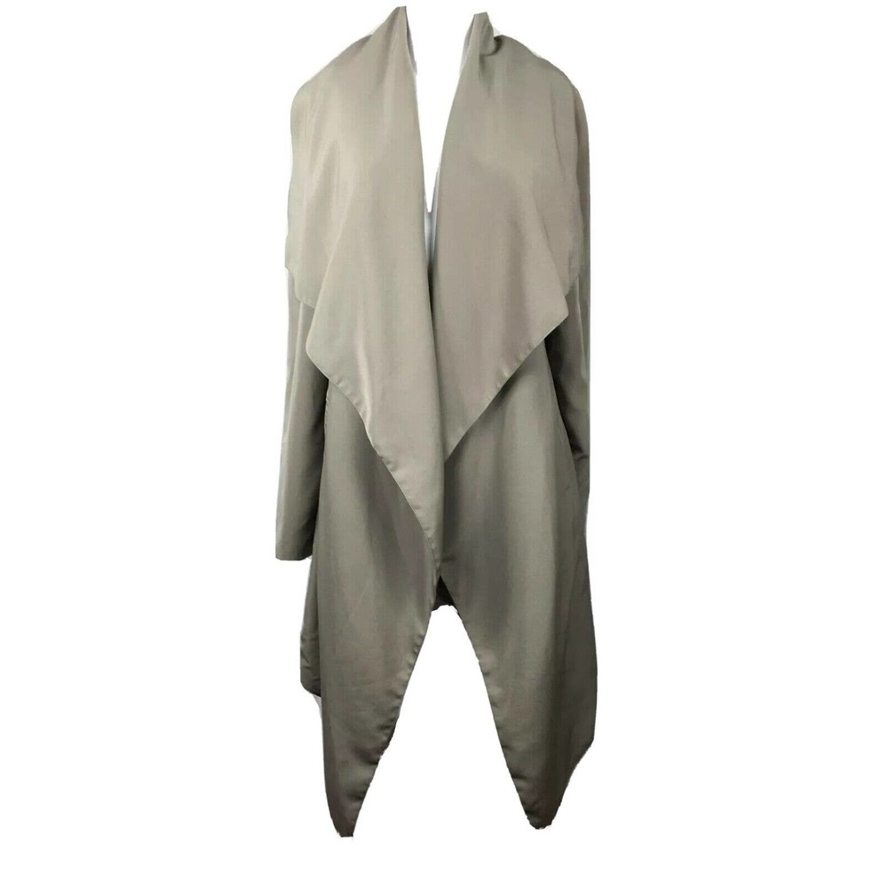 Sympathy by SW Jacket Womens Sz M Asymmetrical Beige Pockets Duster Long Pockets